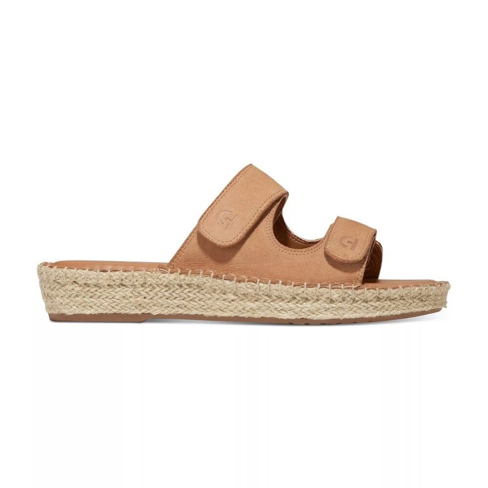 Cole Haan Leather Cloudfeel Espadrille Slide Sandals in Pecan Tan, 11B - Picture 2 of 13
